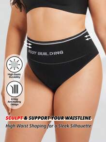 FLARIXA 3Pcs Plus Size Seamless High Waist Thong Women Shapewear Bottom Tummy Control Belly Shaping Panties Body Building Underwear Double Waistband No Rolling Thongs