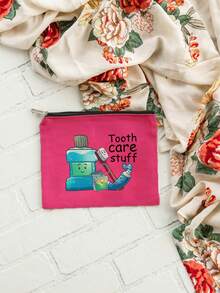 Tas Cuci dengan Motif "Perlengkapan Perawatan Gigi", Motif Kartun Sikat Gigi dan Pasta Gigi, Tas Penyimpanan Resleting Portabel, Tas Penyimpanan Perlengkapan Mandi untuk Perjalanan, Tas Penyimpanan Jarum dan Benang - MultiWarna - View 10