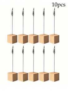 10 piezas Soportes de menú/Porta tarjetas de lugar de madera, adecuados para etiquetas de precios, fotos, letreros de escritorio y números de mesa