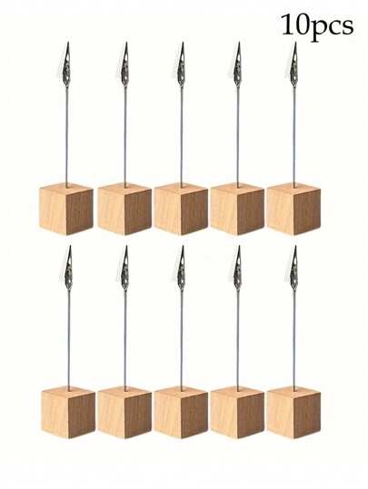 10pcs Wooden Menu Holders/Place Card Holders, Suitable For Price Tags, Photos, Desktop Signs And Table Numbers
