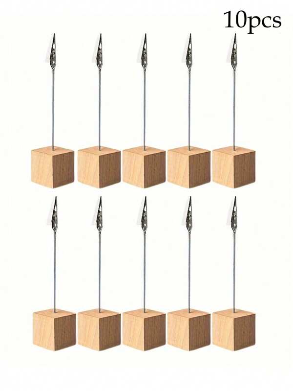 10pcs Wooden Menu Holders/Place Card Holders, Suitable For Price Tags, Photos, Desktop Signs And Table Numbers