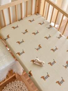 1pc Puppy Pattern 100% Cotton Baby Crib Fitted Sheet