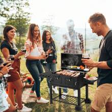 Heavy-Duty Oversize Charcoal Gril Garden Outdoor Liftable BBQ Picnics