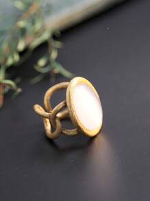 1 Pieza Anillo Ajustable De Cobre Con Piedra De Emperador De Estilo Vintage De Moda Para Mujer, Regalo De Banquete De Alta Gama, Fiesta
