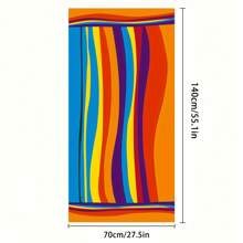 1 Piece Extra Large Striped Beach Towel With Blue Turtle & Starfish Design, Bohemian Style Beach Cover Up, Super Soft & Absorbent, Quick Drying, Vibrant Stripes, Suitable For Travel, Yoga, Camping, Swimming - Perfect Bath Towel, Camping Gear | Tropical Style | Polyester Blend Summer Travel, Vacation Holiday Bathroom Decor Beach Essentials