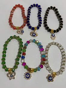 Kit 6 Units Women's Bracelets Beads With Delicate Pendant - 彩色 - 查看 3