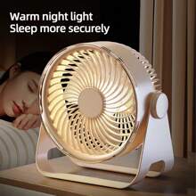 Ventilador eléctrico portátil con luz LED para acampada, carga USB, silencioso, para pared, refrescante para verano, playa, viajes
