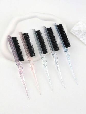 1 pieza Peine de cola de plástico transparente de colores, peine profesional de tres filas para peluquería, peine esponjoso para cabello rizado, herramienta de peinado para barbería y salón diario, plástico ABS duradero, ideal para todo tipo de cabello