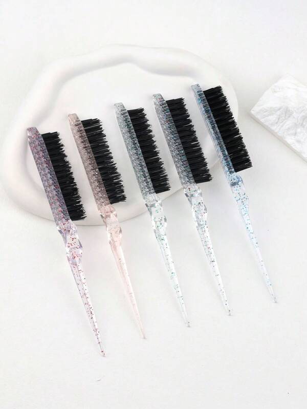 1 pieza Peine de cola de plástico transparente de color, peine profesional de peluquería de tres hileras, peine esponjoso para cabello rizado, herramienta de peinado para barbería y salón diario, plástico ABS duradero, ideal para todo tipo de cabello