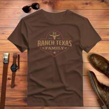 Men's 100% Cotton T-Shirt Ranch Texas Cowboy Country Print New Release - 鏽棕色 - 查看 1