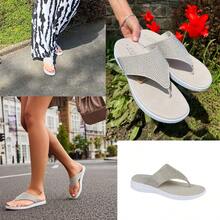 Women's Embellished Toe Post Sandals -  LADY COMFORT - Stone - View 3