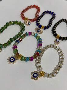 Kit 6 Units Women's Bracelets Beads With Delicate Pendant - 彩色 - 查看 2
