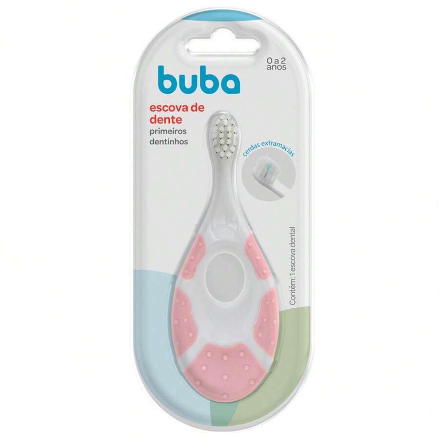 Escova Dental de Treinamento Buba Primeiros Dentinhos - Rosa Bebê - Visão 1