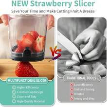 1pc Stainless Steel Fruit Slicer, Strawberry Slicer With Manual Push Board For Quick Slice, Rectangular Blades, Essential Kitchen Tool, Suitable For Fruit Salad Preparation, Applicable For Home, Restaurant, Fruit Store, RV
