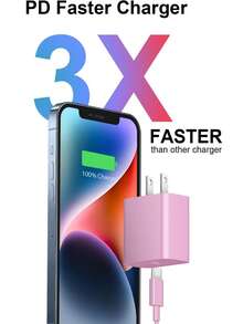 [ Pink ]For Phone 14 13 12 Charger Fast Charging 20W PD USB C Wall Charger With 6FT&10FT Fast Charging Cable Compatible I Phone 14/13/12/11/Pro/Pro Max/Mini/Xs Max/XR/X, IPad Nan - US A Type Plug(110-127V) - View 2