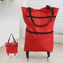 Foldable Wheeled Grocery Cart, Portable Waterproof Shopping Tote Bag