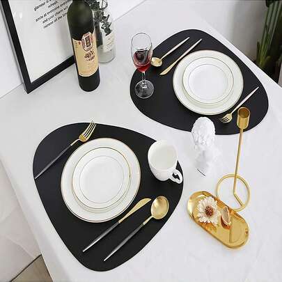 6pcs Faux Leather Placemats, Non-Slip & Wipe Clean Tablemats, Suitable For Dining Room, Kitchen, Cafe - Heat-Resistant, Elegant Decor & Easy To Clean Christmas Placemats
