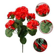 4pcs Realistic Artificial Geraniums Flowers For Outdoors, Full Blooms Silk Flower Plants, Red Geranium Bushes For Wedding Garden, Indoor, Porch, Patio, Window Box And Hanging Planter, Outdoor Decor, Seasonal Display, Kitchen Table Centerpieces Decor, Artificial Outdoor Flowers Gifts Birthday Graduation