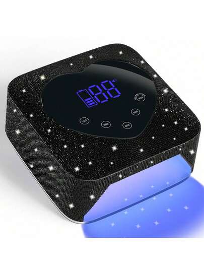 UV LED 美甲灯，可充电无绳美甲烘干机，用于凝胶指甲油固化，带 5 个定时器设置，专业快干美甲灯带显示屏，自动传感器，适合沙龙和家庭使用