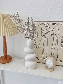 1 pieza Jarrón de flores de plástico premium irrompible, decorativo, moderno, minimalista, de estilo Wabi-Sabi, con acabado mate, ligero y resistente al agua - Blanco - Ver 6