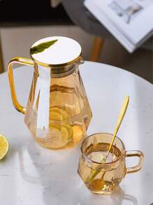 1pc Diamond Shaped Creative Fashionable High-Borosilicate Glass Cup, High-Quality Home Use Diamond Style Teapot