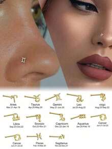 1 chiếc khuyên mũi đính đá Zirconia hình 12 con giáp tinh tế, trang sức bạc 925 dành cho nữ, thích hợp đeo hàng ngày và hẹn hò, quà tặng sinh nhật theo cung hoàng đạo. - Đinh mũi chòm sao nhỏ - Xem 1