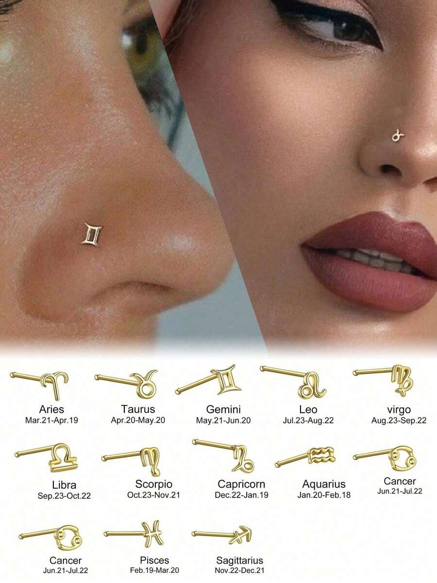 1 chiếc khuyên mũi đính đá Zirconia hình 12 con giáp tinh tế, trang sức bạc 925 dành cho nữ, thích hợp đeo hàng ngày và hẹn hò, quà tặng sinh nhật theo cung hoàng đạo. - Đinh mũi chòm sao nhỏ - Xem 1