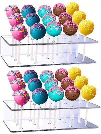 1pc Clear Acrylic Cake Pop Stands - 15-Hole Lollipop Display Holders For Colorful Candy Pops, Cupcakes, And Desserts, Perfect For Parties And Events, Party Dessert Display, Vertical Pop Stand, Acrylic Construction, Birthday Party Gathering Table Decoration,Christmas