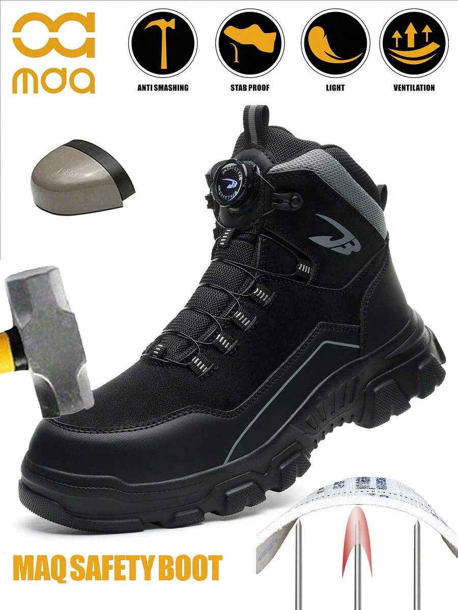 Fashionable Safety Shoes With Rotary Buckle, Anti-Smashing Anti-Penetration Protective Footwear For Men And Women, Suitable For Construction Site, Warehouse