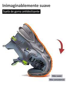 Trendy versátil de los hombres de malla transpirable zapatillas de deporte casual, al aire libre antideslizante resistente al desgaste de fondo grueso zapatos de los hombres de tenis, diseño de la letra de moda de cabeza redonda con cordones zapatos para correr - Blanco - Ver 9