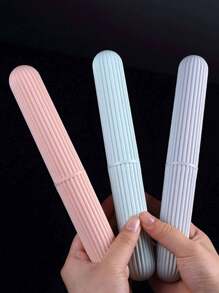 1pc Portable Toothbrush Case, Plastic Portable Toothbrush Carrying Case For Outdoor, Travel Bathroom Bathroom Decor Summer