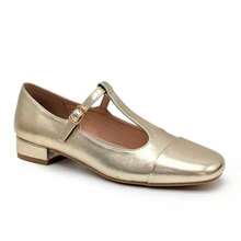 Women's Adjustable Buckle Design Casual High Heels Flats - Gold - View 1
