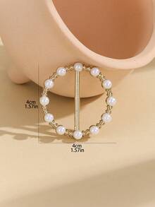 4 件装女士优质珍珠圆环围巾夹/衬衫纽扣，百搭时尚服装配饰 - 彩色 - 查看 7