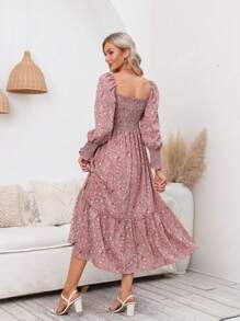 Vestido de chiffon floral ditsy para maternidade com mangas compridas, nova chegada da primavera