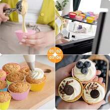 12 Khuôn bánh cupcake muffin silicon hình tròn, khuôn bánh pudding, khuôn bánh hấp (Màu ngẫu nhiên) - nhiều màu - Xem 5