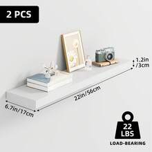 Tomnk 2pcs Floating Shelves For Wall, 22in,  Wall-Mounted, MDF Wood Room Decor, Rustic Wood Shelves For Bathroom, Living Room, Bedroom And Kitchen, Wall Shelves For Storage,Books,Room Decor - 彩色 - 查看 5
