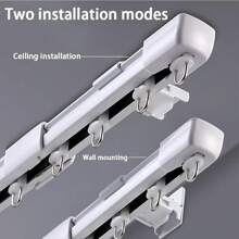 1 Set 23.26-41.54 Inch, 27.56-49.21 Inch Extendable Wall Or Ceiling Mount Curtain Track System, Suitable For Track Curtains, Expandable Ceiling Curtain Rail, Room Divider Rod, Fully Adjustable Sliding Curtain Track (No Assembly Required)
