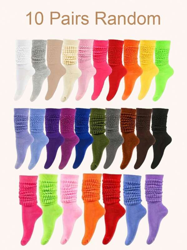 10 Pairs Of Women Thick Warm Knee High Socks, Suitable For All Seasons