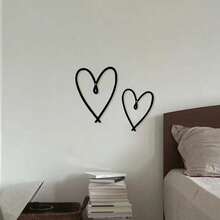HELLOYOUNG 2pcs/Set Unique Personalized Heart Shape Wall Art - Metal Wall Sign With Chic Aesthetic Design - Perfect Gift For Valentine's Day, Suitable For Home, Living Room, Office, Bar, Kitchen, And Coffee Shop Decor, Ideal For New Year Celebration Decorations Birthday