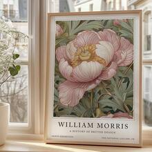 1 件 William Morris 海报、粉色花卉印刷品、复古花卉印刷品、展览海报、植物印刷品、花卉艺术品、William Morris 礼品、灵感现代帆布艺术印刷品 - 适用于客厅和卧室的无框墙壁装饰 - 彩色 - 查看 11