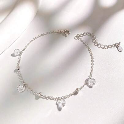 1 chiếc vòng tay Zirconia tròn lấp lánh dành cho nữ, trang sức bạc Sterling 925, vòng tay thanh lịch và lộng lẫy, quà tặng trang sức cao cấp cho sinh nhật, trang trí hẹn hò, cuộc sống hàng ngày