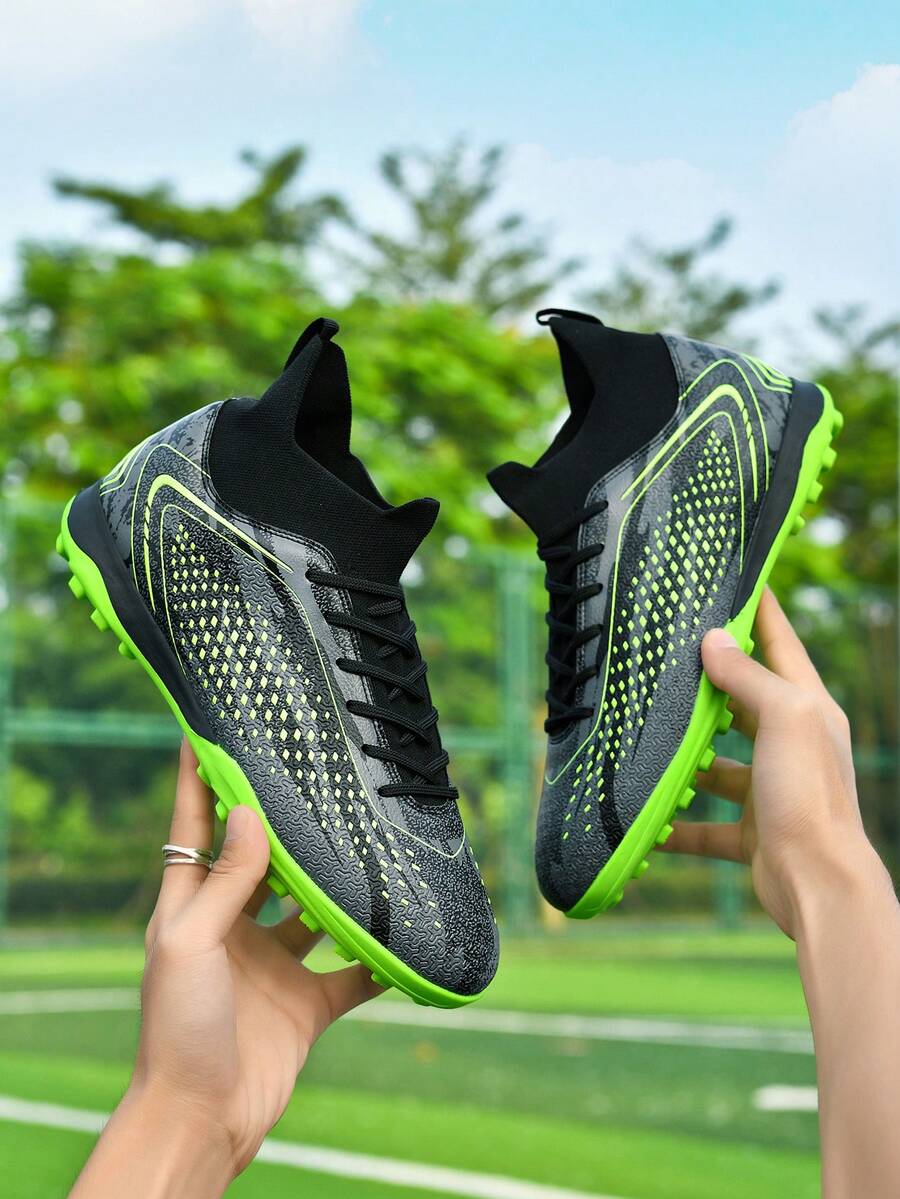 Youth Soccer Boots - Breathable, Non-Slip For Training And Competition, With Abrasion-Resistant Soles For Lace-Up Soccer Boots - Black - View 1