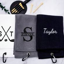 1 Pc Custom Embroidered Golf Towel Ideal Gift For Men And Women Perfect For Golf Bags Birthday, Retirement, And Special Occasions Gift Home Bathroom Decor Summer Beach Essentials Back To School