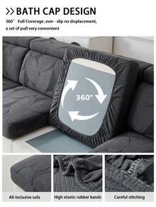 1pc Seasons-Available Flannelette Anti-Slip Sofa Cushion Cover, Soft And Skin-Friendly Textured Modern Style Sofa Slipcover, Pet-Proof And Elastic, Fit For Living Room L-Shaped Combination Sofa And 1/2/3/4 Seater Sofas - Dark Grey - View 8