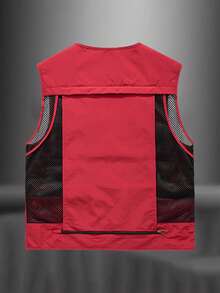 Men's Lightweight Multi-Pocket Tactical Vest Jacket, Outdoor Utility Workwear, Spring & Autumn