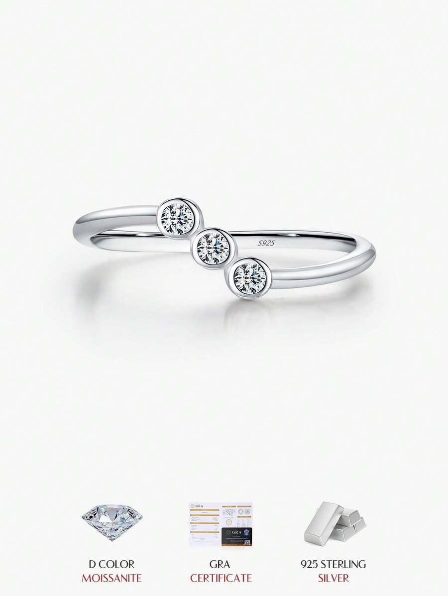 MODIAN D Color Moissanite Lab Diamond Rings 925 Sterling Silver Irregular Line Stackable Fashion Ring For Women Fine Jewelry - Silver - View 1