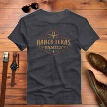 Men's 100% Cotton T-Shirt Ranch Texas Cowboy Country Print New Release - 深灰色 - 查看 1