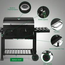 Heavy-Duty Oversize Charcoal Gril Garden Outdoor Liftable BBQ Picnics