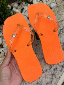 Yasmim Casual Adult Women's Flip Flop Sandal With Glitter Summer 2025 Immediate Shipping - 橘色 - 查看 2