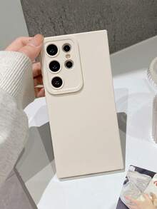 1 pieza Funda de teléfono de unicolor minimalista blanca, funda de protección de lente, compatible con iPhone y Galaxy - Blanco - Ver 6